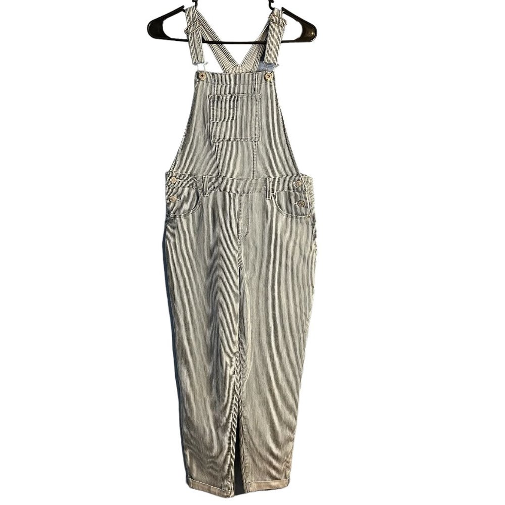 Vintage Jordache Kids Girls Blue White‎ Stripe Bib Overalls XL (14-16)